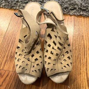 FRANCO SARTO | Tan Wedge Heels | 8M Sassy Leather Upper Balance